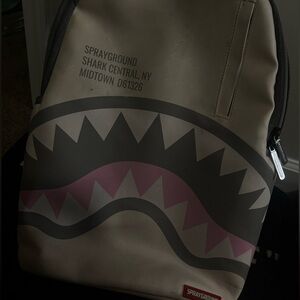 Sprayground Beige and Pink Shark Backpack